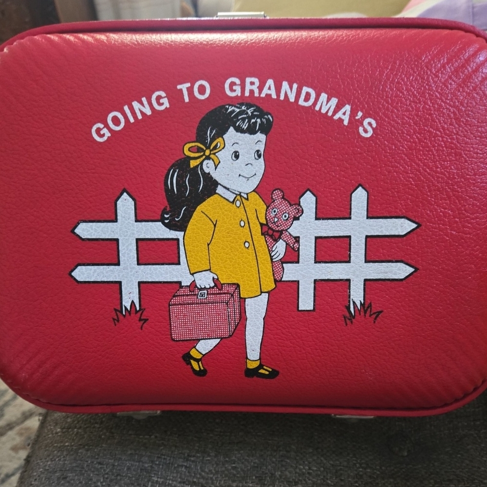 Red 'Going to Grandma's' Suitcase